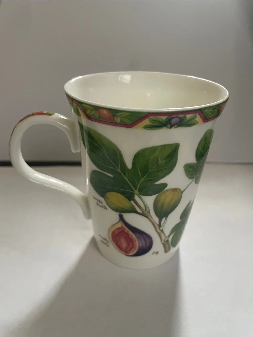 Vintage Crown Trent Fine Bone China Pomegranate Mug - White with Red & Green